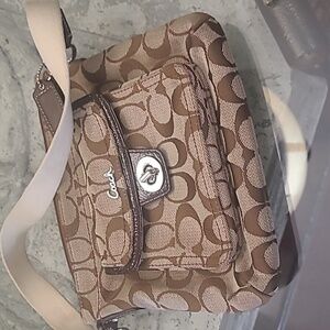 Coach Women's Turn Lock Brown Crossbody Bag